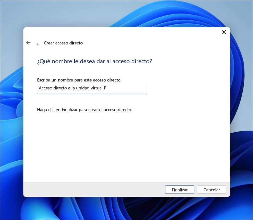 Acceso directo a la unidad virtual P