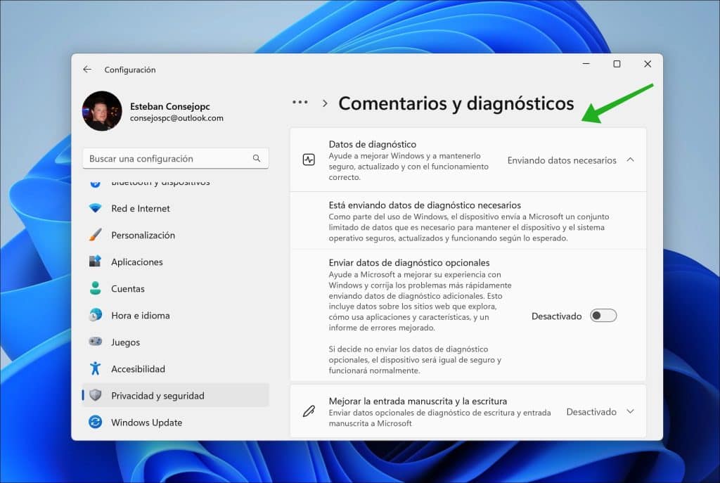 Algunos de estos ajustes son administrados por su organización