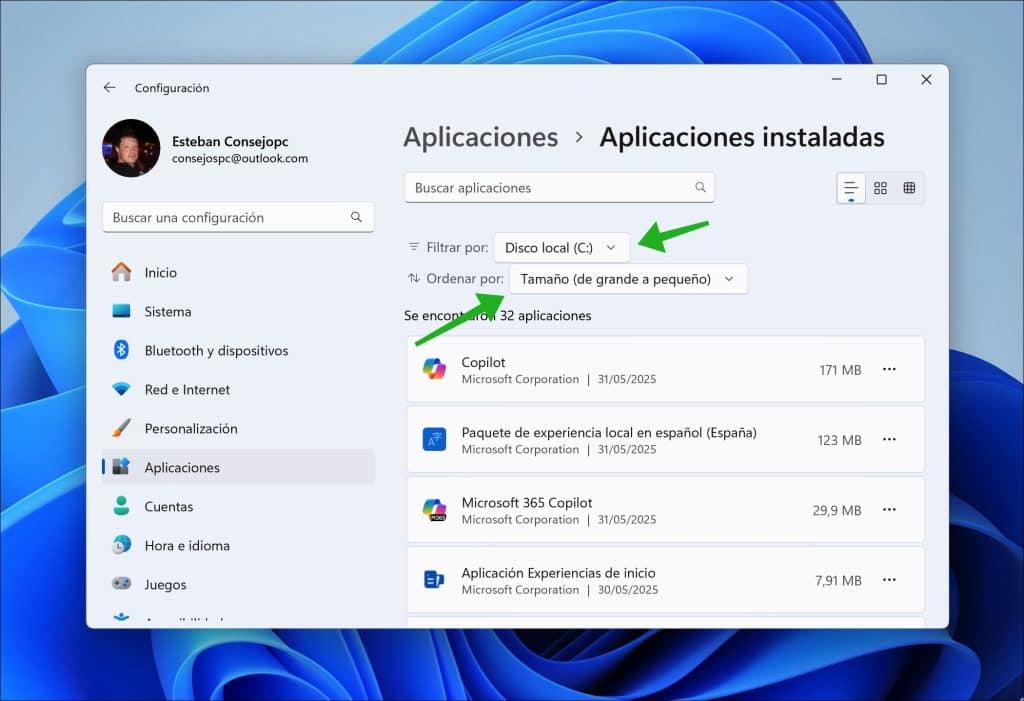 Cambie la opción Filtrar