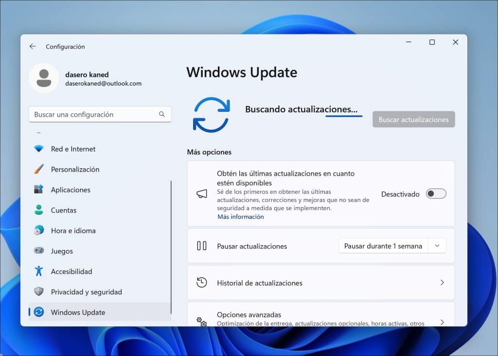 Comprobar si la actualización está disponible