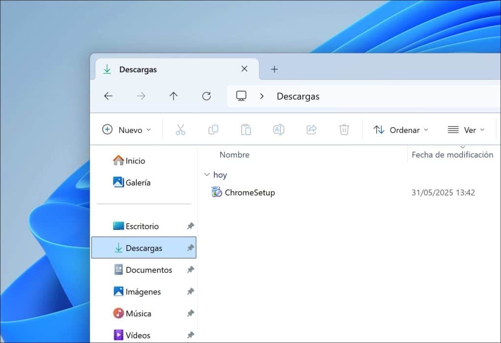 En la parte izquierda de la configuración rápida, haga clic en la carpeta de Descargas.