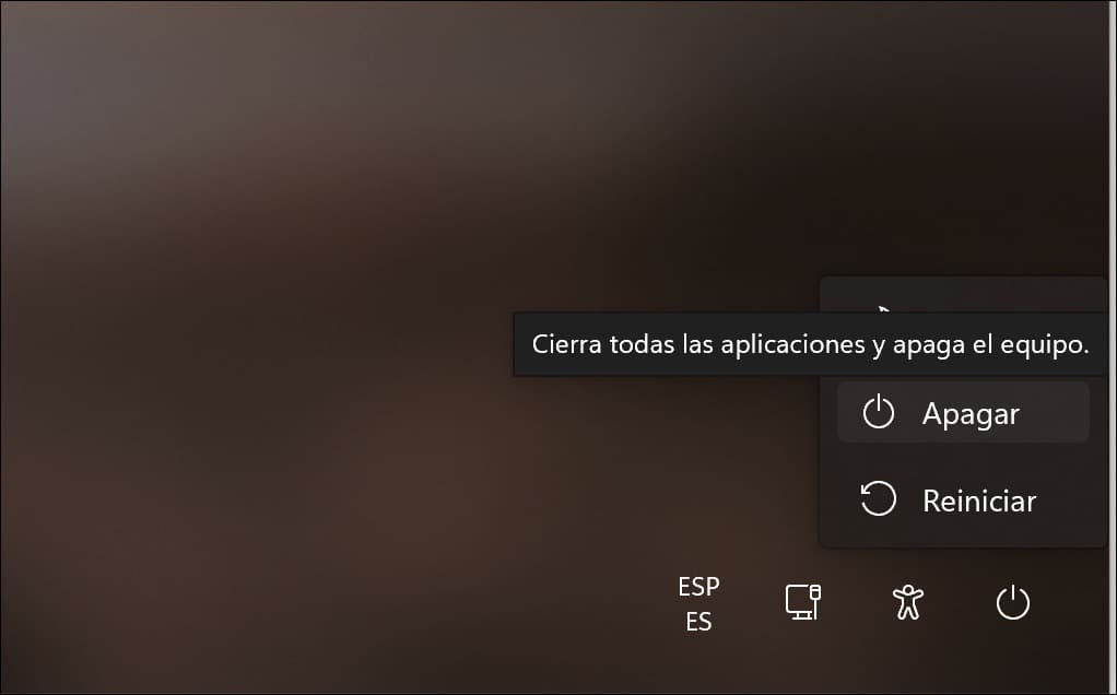 Apagar Windows desde la pantalla de inicio de sesión