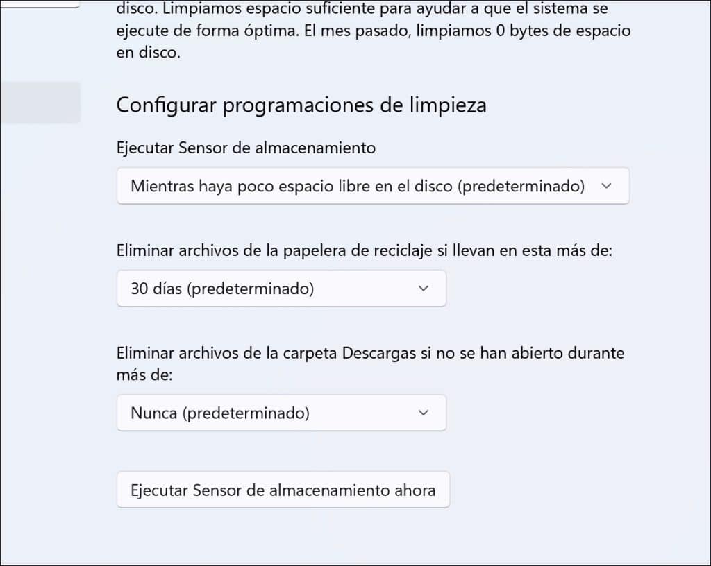 Configureer programma's voor limpieza