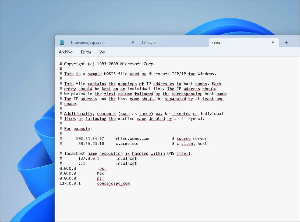 Modificar el archivo HOSTS