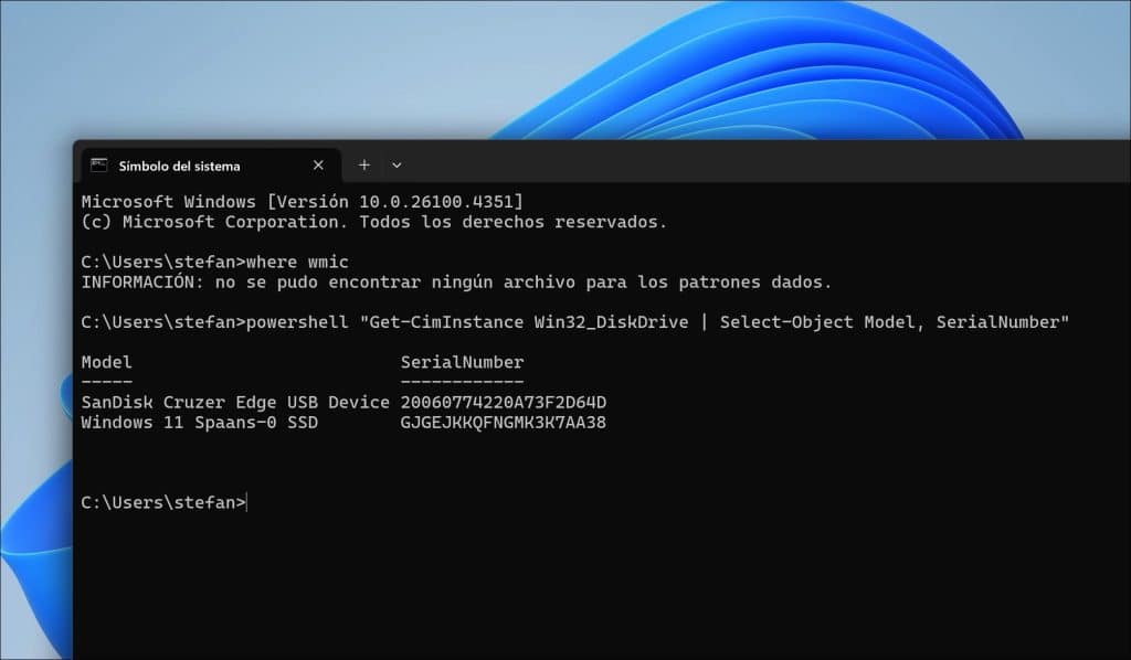 Número de serie del disco duro o SSD