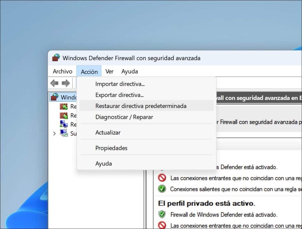 Herstel de firewall van Windows via Windows Defender Firewall met geavanceerde beveiliging