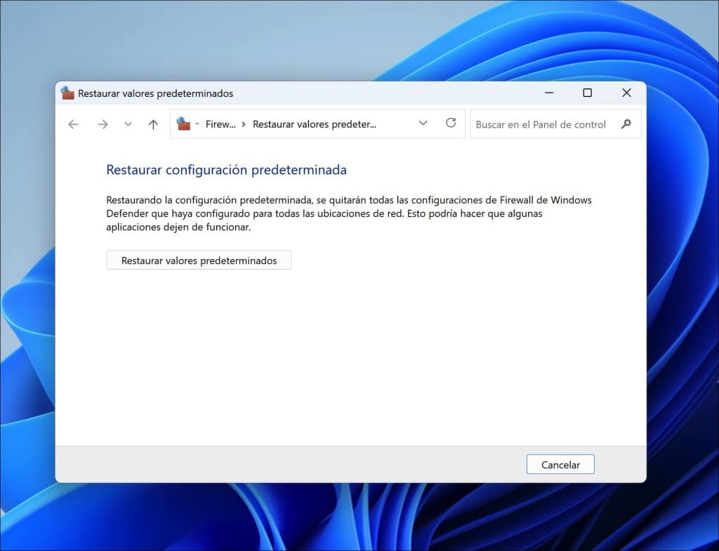 Restaurar valores predeterminados