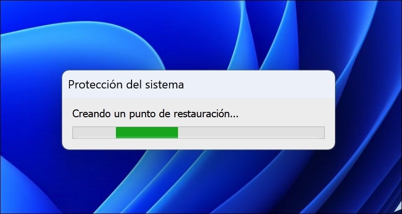 está creando un punto de restauración