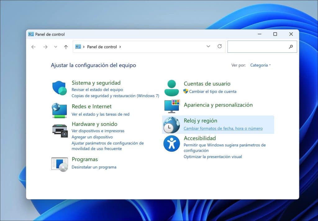 panel de control