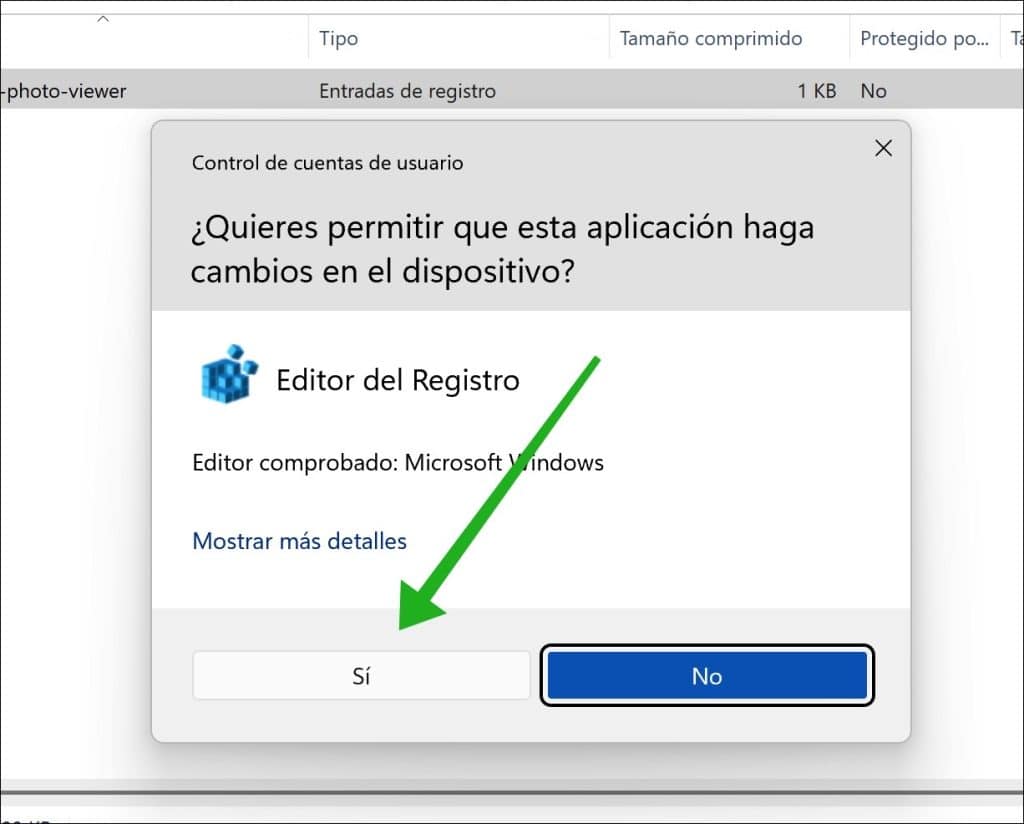 Confirme con, Sí