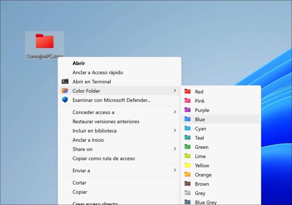 Darle un color diferente a una carpeta en Windows 11