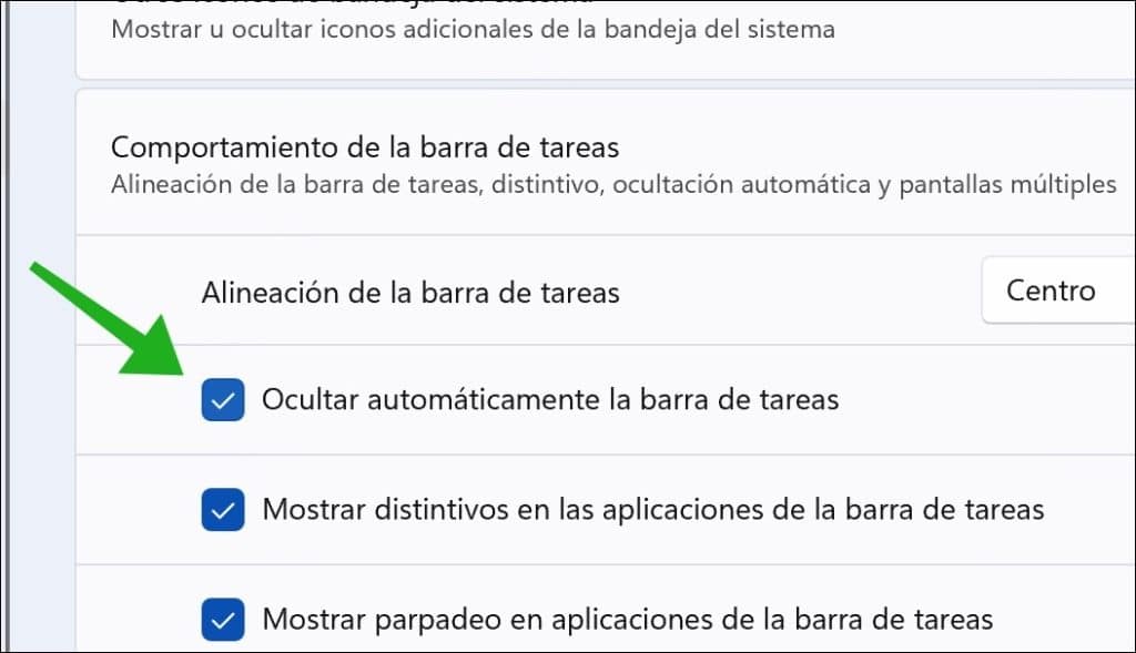 Ocultar automáticamente la barra de tareas