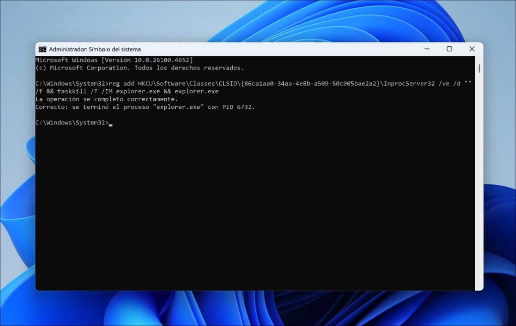 Restablecer el viejo menú contextual en Windows 11