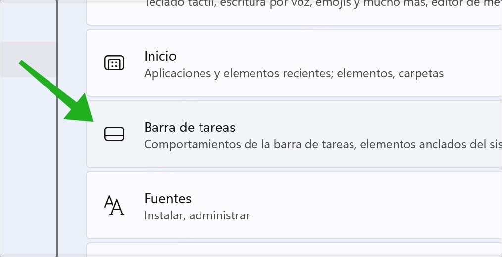 barra de tareas