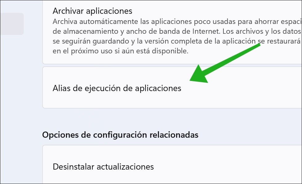 Alias de ejecución de aplicaciones