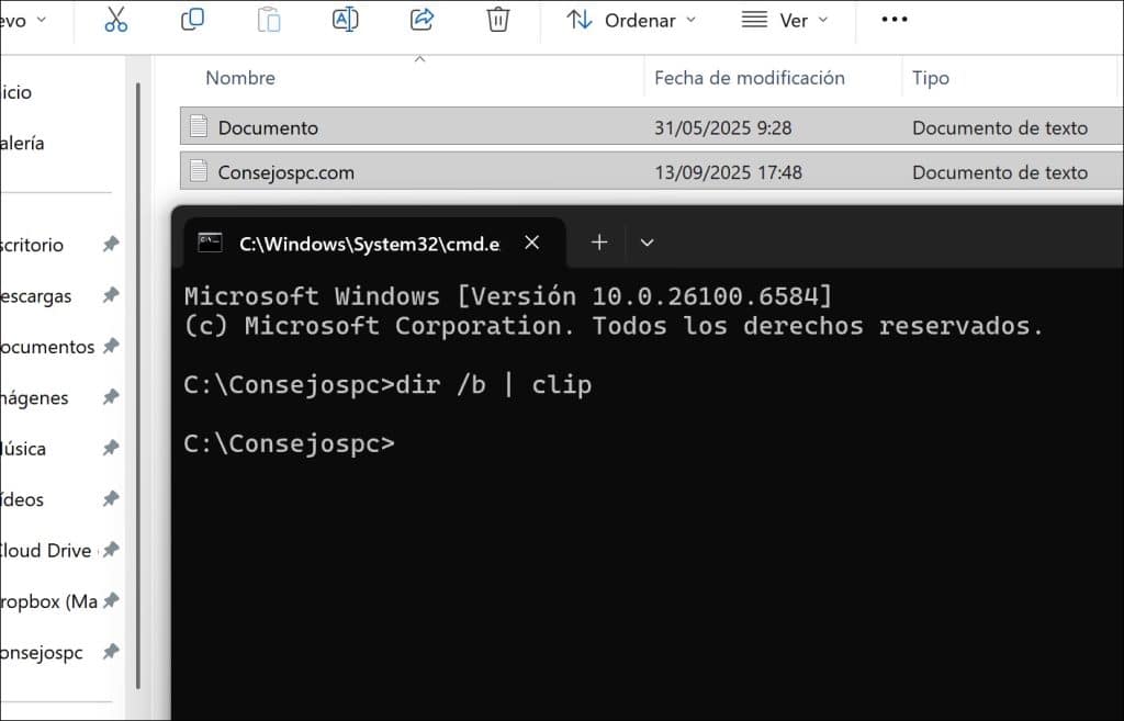 Copiar archivos y carpetas al portapapeles