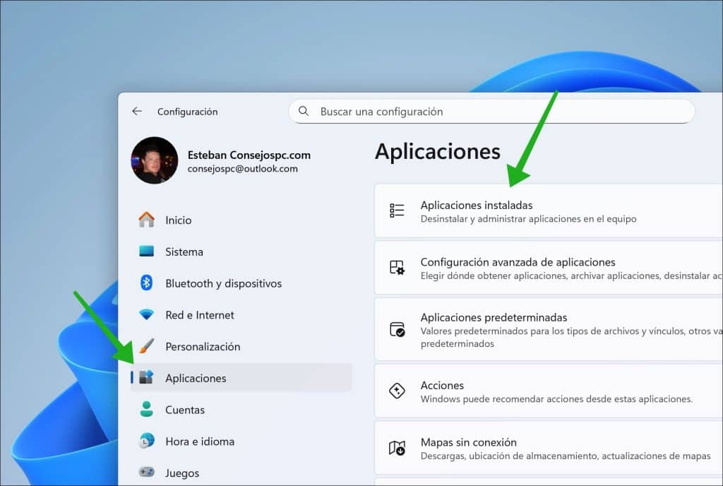 Aplicaciones predeterminadas