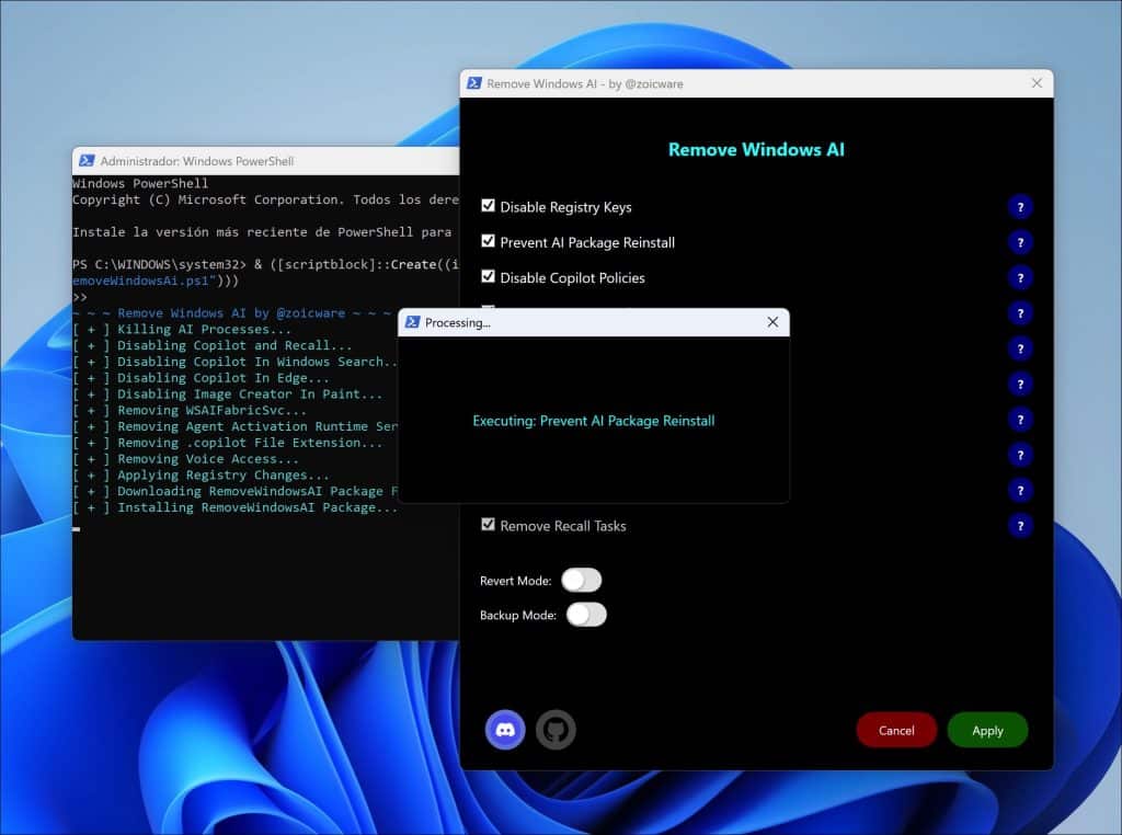 Eliminar todas las funciones de IA