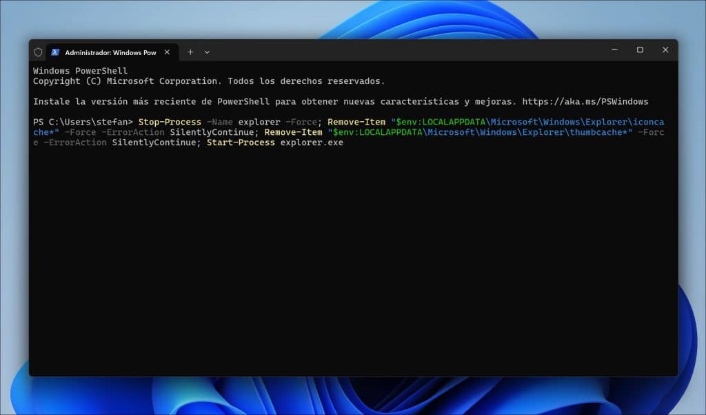 Restablecer el Explorador de Windows