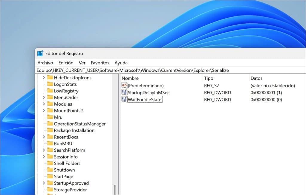 Desactivar el retraso de inicio en Windows 11